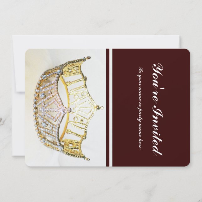 Convites Ouro Crown e Brown Metallic Invite (Frente)