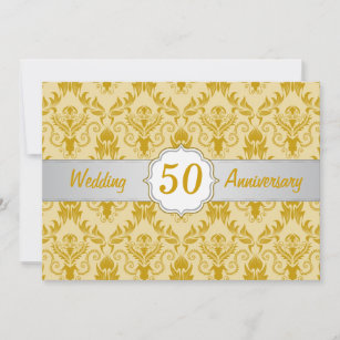 Convites Ouro Damask, 50º aniversário de casamento