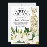 Convites Ouro de 40 vestidos e fabuloso<br><div class="desc">Ouro 40 e fabuloso Convite de festas aniversário de 40 anos Belo Champanhe Branco Floral Ver coleção correspondente em Niche e Nest Store Muitos obrigados</div>