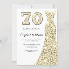 Convites Ouro de 70 de Vestidos de Festa de aniversário