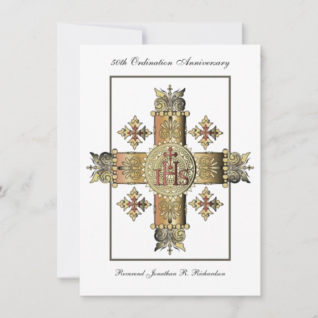 Convites Ouro de aniversário do Padre Ordination Jubilee 50 (Frente)