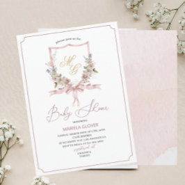 Convites Ouro de aquarela Flores rosa creme bebê Showe