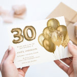 Convites Ouro de Balões de aniversário de 30 anos<br><div class="desc">Convite de festas de aniversário de 30 anos para Balões Dourados Ver coleção correspondente na Loja de Niche & Nest</div>