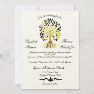 Convites Ouro de Casamento Sofisticado do Eterno de Vida