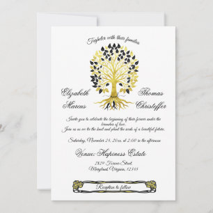 Convites Ouro de Casamento Sofisticado do Eterno de Vida