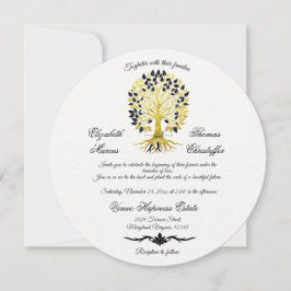 Convites Ouro de Casamento Sofisticado do Eterno de Vida