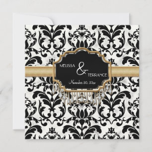 Convites Ouro de Damask em Descanso Velho Casamento