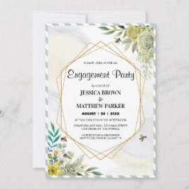 Convites Ouro de Flores de Verão Noivado