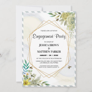 Convites Ouro de Flores de Verão Noivado