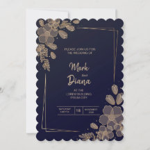 ouro de gradiente-floral-convite de casamento