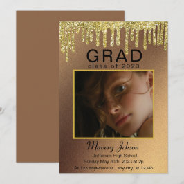 Convites Ouro de graduação Elegante Classy glitter 1 Fotos