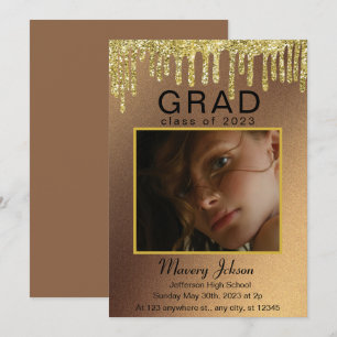 Convites Ouro de graduação Elegante Classy glitter 1 Fotos