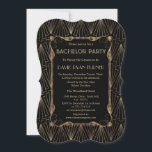 Convites Ouro de Hollywood Antigo Festa de Despedida de Sol<br><div class="desc">Ouro Preto de Hollywood Antigo Festa de Despedida de Solteiro do Grande Gatsby. Design de cartão glamoroso e vintage com estilo art déco do Grande Gatsby, Hollywood antigo dos anos 1920, com sobreposição de folha de ouro falsa e fontes elegantes. Use a ferramenta de personalização para adicionar suas informações. Para...</div>