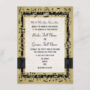 Convites ouro de música elegante, casamento formal