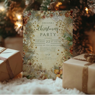 Convites Ouro de Natal Pine Greenery