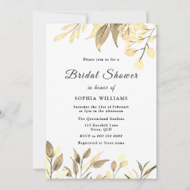 Convites Ouro deixa Chá de panela de folha Dourada