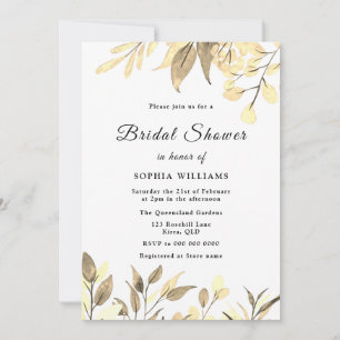 Convites Ouro deixa Chá de panela de folha Dourada