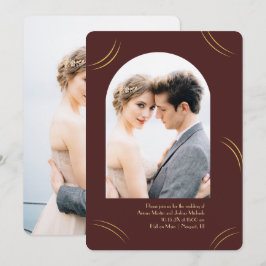 Convites Ouro Desperta Dois Casamento de Borgonha Fotográfi