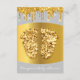 Convites Ouro Dica Cinza De Chá de fraldas Real De Pés De