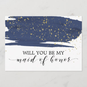 Convites Ouro do marinho da aguarela você será minha