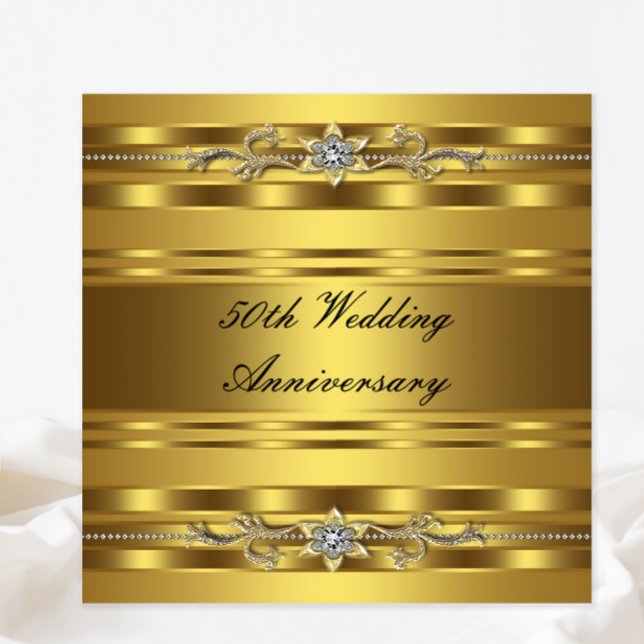 Convites Ouro Dourado Elegante 50º Aniversário de Casamento (Elegant any occasion gold invitation. Simply add your event details.)