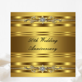 Convites Ouro Dourado Elegante 50º Aniversário de Casamento