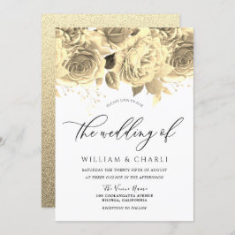 Convites Ouro Elegante Flói Casamento de Todos os Camarões