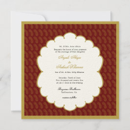 Convites Ouro Elegante Ganesh e casamento indiano vermelho
