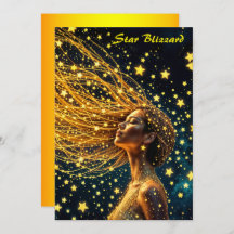 Ouro estrelado moda bela moça brilhando céu