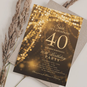 Convites Ouro   Festa de Aniversário de 40 anos Surpresa El