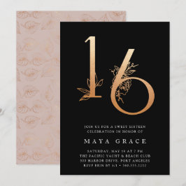 Convites Ouro | Festa de aniversário Dourada Sweet 16