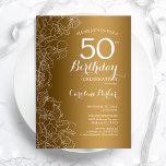 Convites Ouro Floral 50ª Festa de aniversário<br><div class="desc">Ouro Floral 50º Convite de aniversário. Design minimalista moderno com desenhos botânicos em destaque e letra de script de tipografia. Simples trendy convida cartão perfeito para uma festa de na moda. Pode ser personalizado para qualquer idade. Impressos convites Zazzle ou modelo de impressão digital instantânea para download.</div>