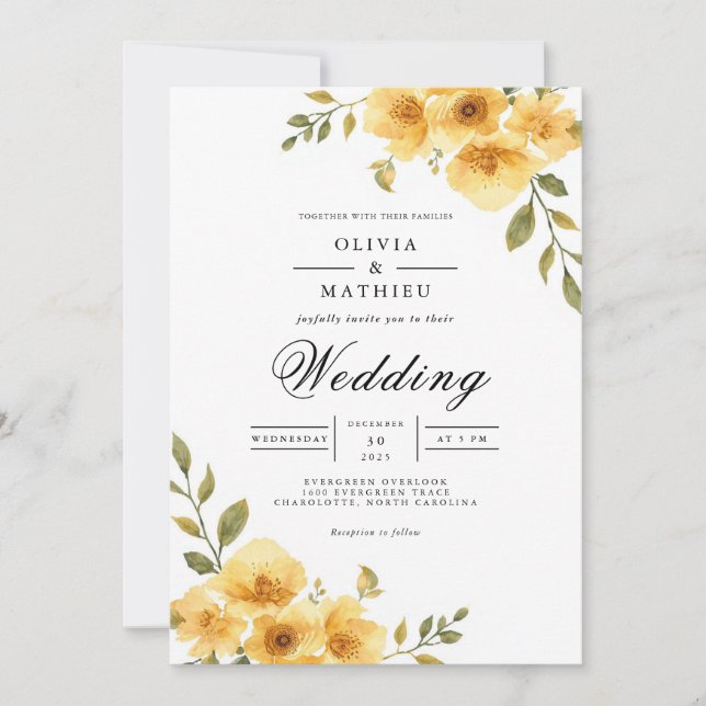 Convites Ouro Floral Arch Romance Wedding (Frente)