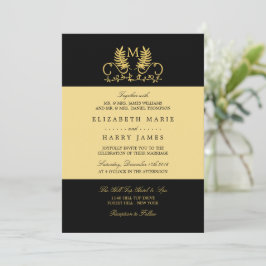 Convites Ouro Floral Emblem Wedding