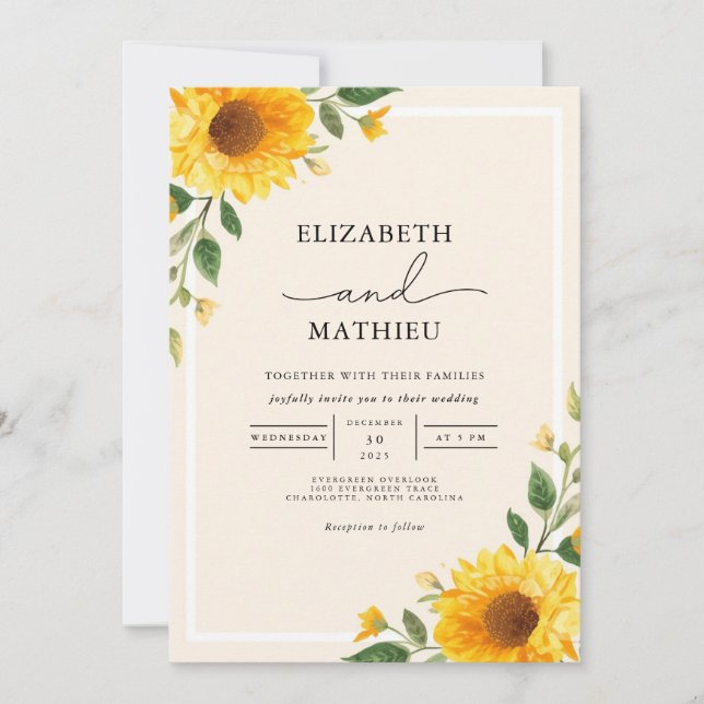 Convites Ouro Floral Wedding (Frente)