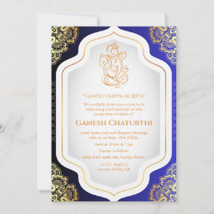 Convites Ouro Ganesh Chaturthi Puja