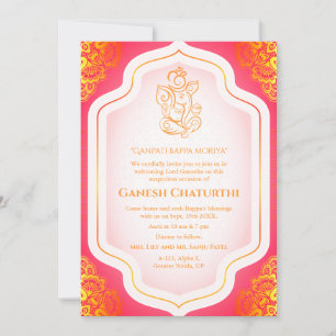Convites Ouro Ganesh Chaturthi Puja