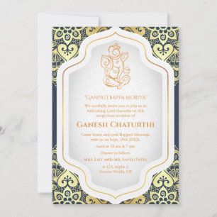 Convites Ouro Ganesh Chaturthi Puja