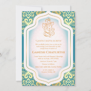 Convites Ouro Ganesh Chaturthi Puja
