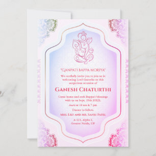 Convites Ouro Ganesh Chaturthi Puja