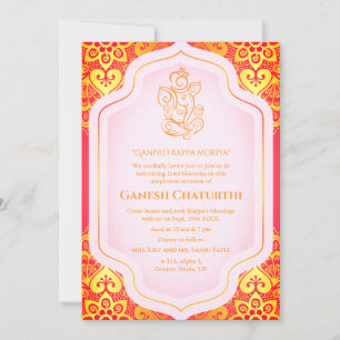Convites Ouro Ganesh Chaturthi Puja
