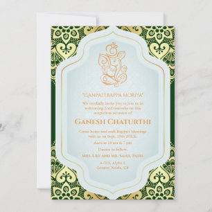 Convites Ouro Ganesh Chaturthi Puja