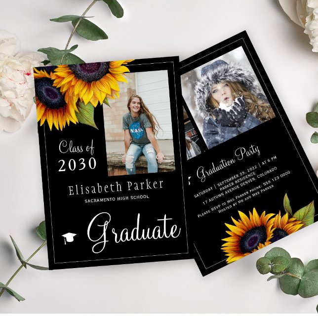 Convites Ouro girassol festa de formatura de colagem FOTO (Criador carregado)