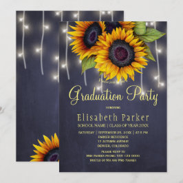 Convites Ouro girassol luzes russas festa de formatura