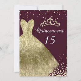Convites Ouro Gown Burgundy Back Quinceanera Party