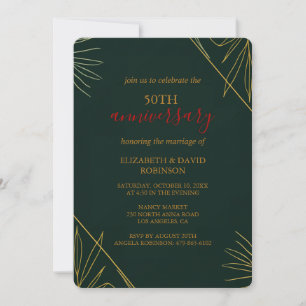 Convites Ouro Green elegante casamento de 50 anos