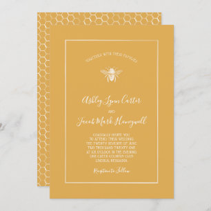 Convites Ouro Honeycomb Pattern Wedding