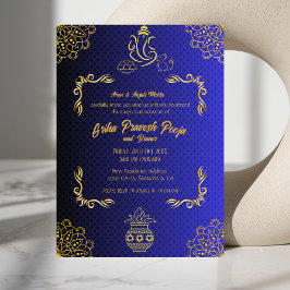 Convites Ouro Indígena Hindu Griha Pravesh
