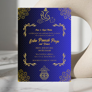 Convites Ouro Indígena Hindu Griha Pravesh