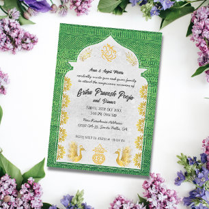 Convites Ouro Indígena Hindu Griha Pravesh